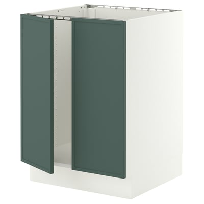 SEKTION Base cabinet for sink + 2 doors, white/Aspudden dark gray-green, 24x24x30 "