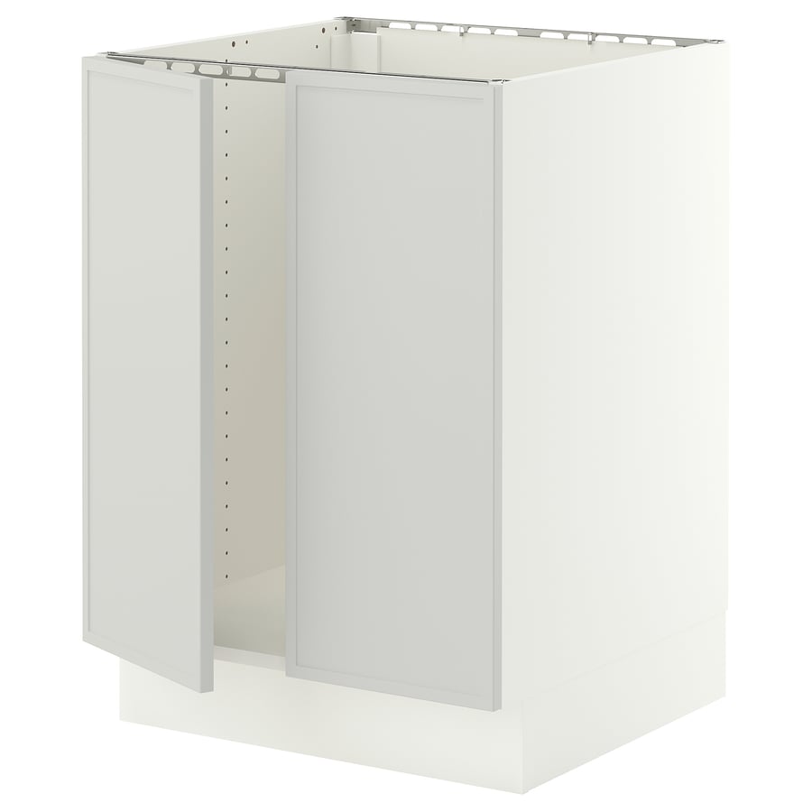 SEKTION base cabinet for sink + 2 doors, white/Aspudden light gray ...
