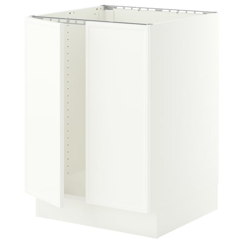 SEKTION Base cabinet for sink + 2 doors, white/Aspudden matte white, 24x24x30 "