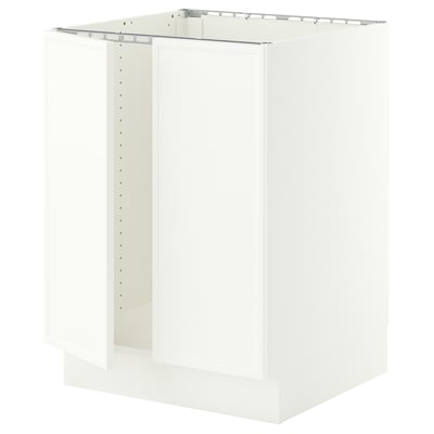 SEKTION Base cabinet for sink + 2 doors, white/Aspudden matte white, 24x24x30 "
