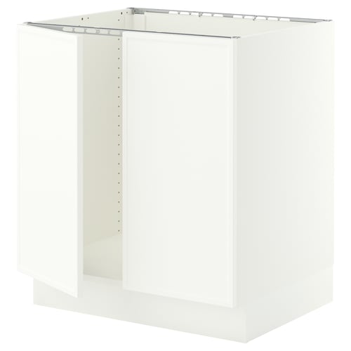 SEKTION Base cabinet for sink + 2 doors, white/Aspudden matte white, 30x24x30 "