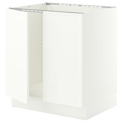 SEKTION Base cabinet for sink + 2 doors, white/Aspudden matte white, 30x24x30 "