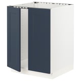 SEKTION Base cabinet for sink + 2 doors, white Axstad/matte blue, 24x24x30 "