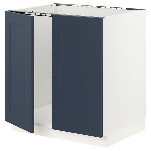 SEKTION Base cabinet for sink + 2 doors, white Axstad/matte blue, 30x24x30 "