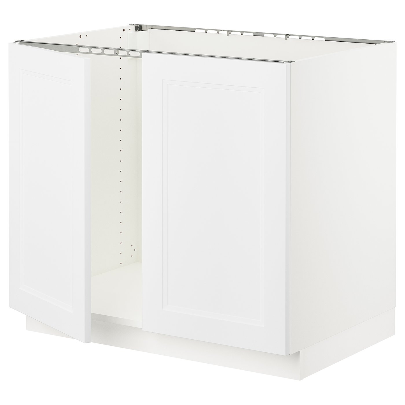 SEKTION base cabinet for sink + 2 doors, white/Axstad matte white