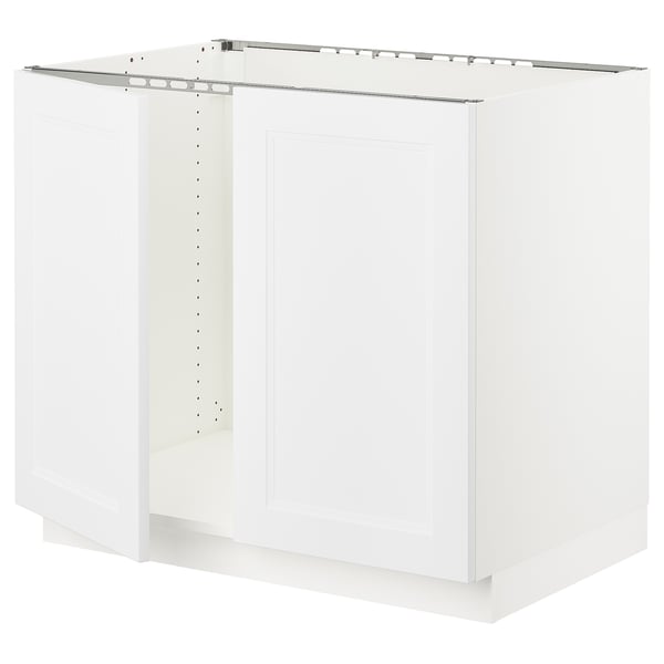 SEKTION Base cabinet for sink + 2 doors, white/Axstad matte white, 36x24x30 "