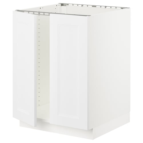 A white SEKTION cabinet from IKEAs kitchen system. Its rectangular with a smooth, flat design and a single door.