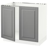 SEKTION Base cabinet for sink + 2 doors, white/Bodbyn gray, 36x24x30 "