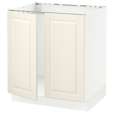 SEKTION Base cabinet for sink + 2 doors, white/Bodbyn off-white, 30x24x30 "