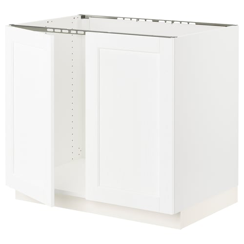 SEKTION white cabinet; modern kitchen unit; sleek, square shape; three panels.