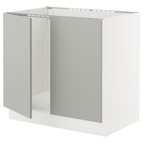 SEKTION Base cabinet for sink + 2 doors, white/Havstorp light gray, 36x24x30 "