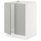 SEKTION Base cabinet for sink + 2 doors, white/Havstorp light gray, 24x24x30 "