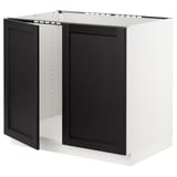 SEKTION Base cabinet for sink + 2 doors, white/Lerhyttan black stained, 36x24x30 "