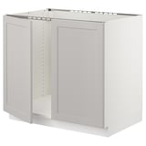 SEKTION Base cabinet for sink + 2 doors, white/Lerhyttan light gray, 36x24x30 "