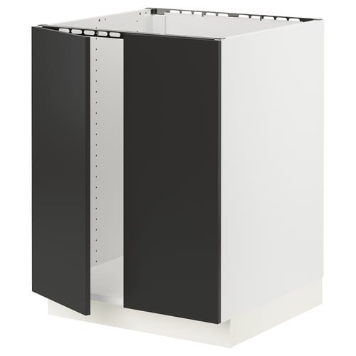 SEKTION kitchen cabinet, white with black doors, modern design.