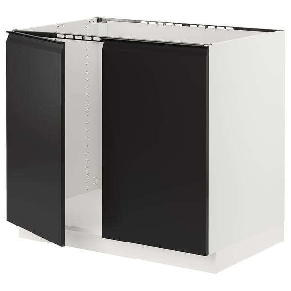 SEKTION Base cabinet for sink + 2 doors, white/Upplöv matte anthracite, 36x24x30 "