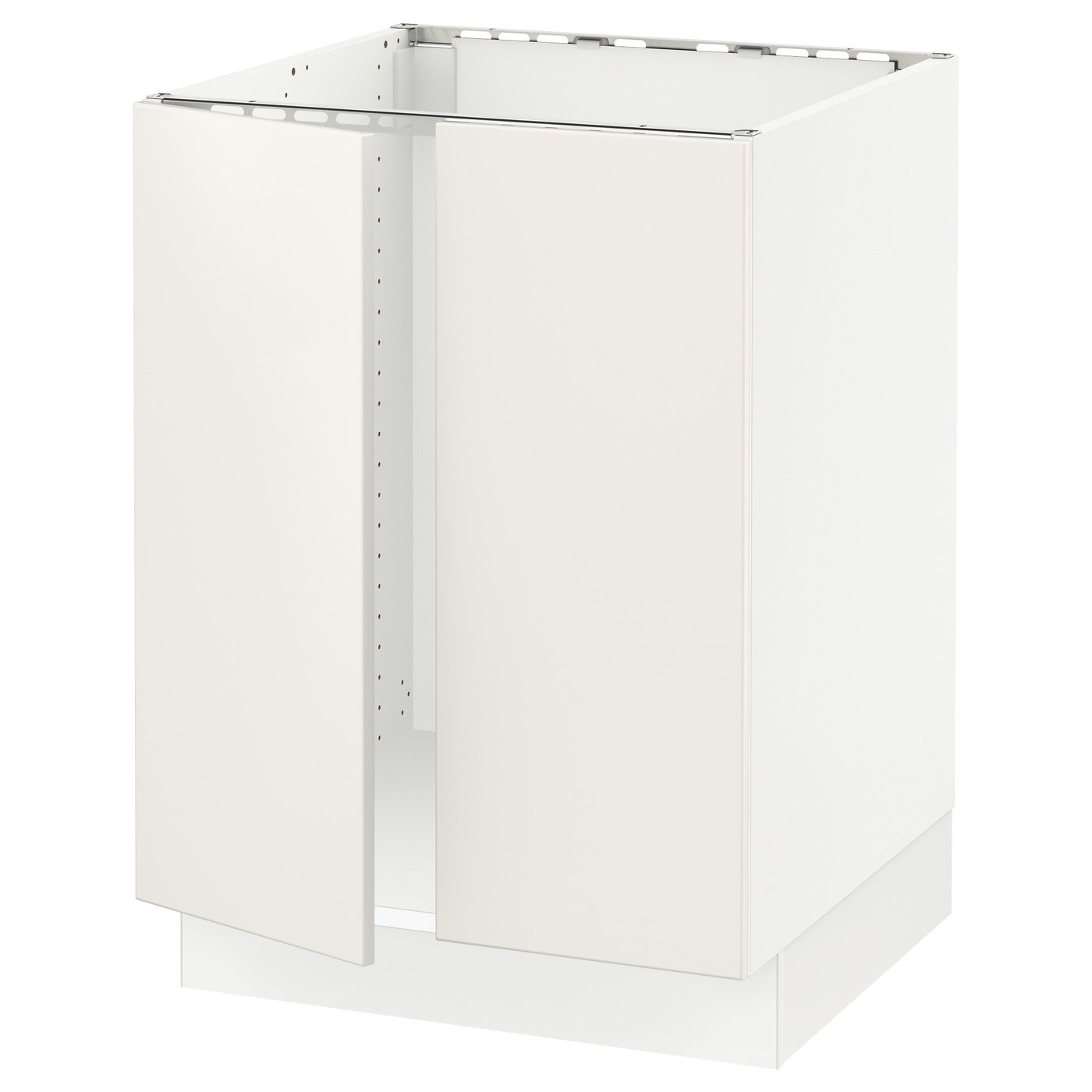 SEKTION base cabinet for sink + 2 doors, white/Veddinge white
