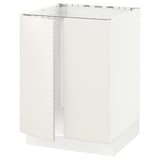 SEKTION Base cabinet for sink + 2 doors, white/Veddinge white, 24x24x30 "