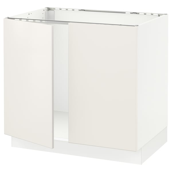 SEKTION Base cabinet for sink + 2 doors, white/Veddinge white, 36x24x30 "