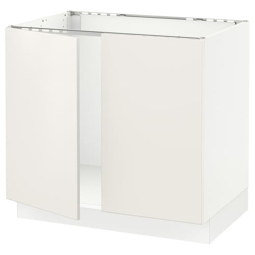 White SEKTION kitchen cabinet, modern design, glossy finish.