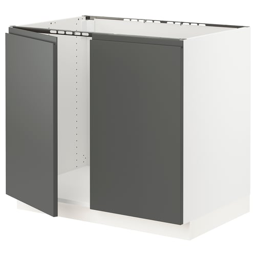 SEKTION kitchen storage in dark grey. Its rectangular with modern, sleek design and snap-on hinges.