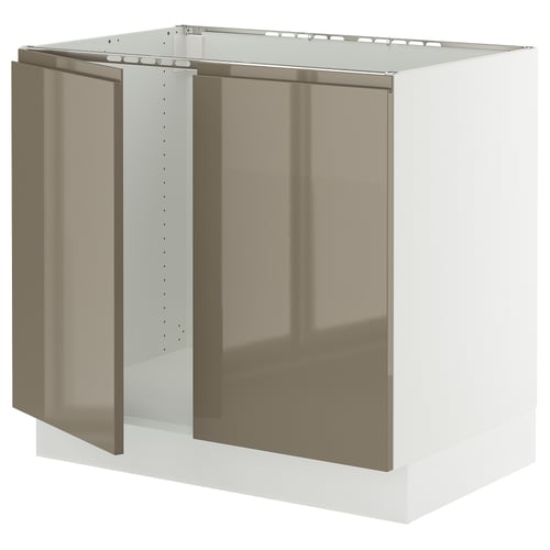 SEKTION kitchen cabinet, high gloss brown, rectangular, with integrated handles.
