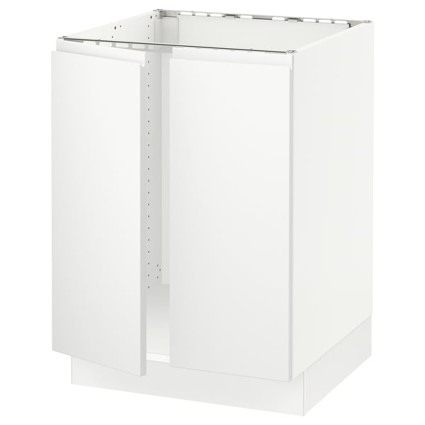 SEKTION Base cabinet for sink + 2 doors, white/Voxtorp matte white, 24x24x30 "