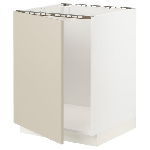 Beige SEKTION kitchen cabinet, square, smooth finish, left/right hinge.