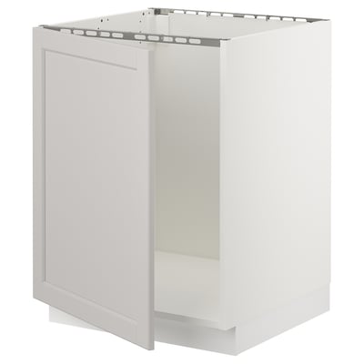 SEKTION Base cabinet for sink, white/Lerhyttan light gray, 24x24x30 "