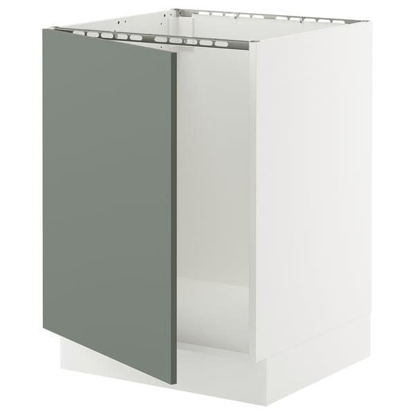 SEKTION Base cabinet for sink, white/Nickebo matte grey-green, 24x24x30 "