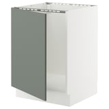 SEKTION Base cabinet for sink, white/Nickebo matte grey-green, 24x24x30 "