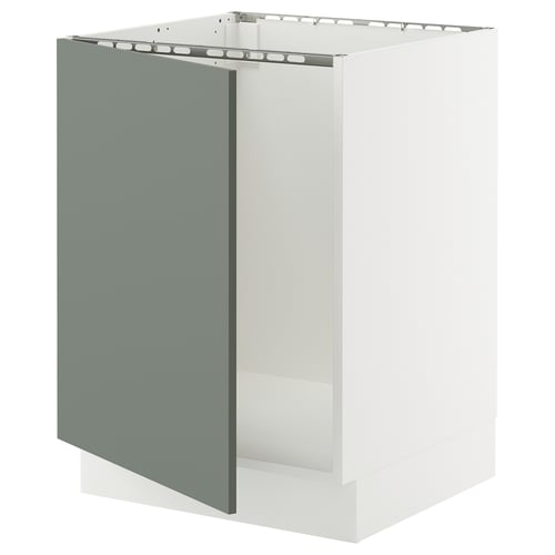White cabinet with grey-green door, modern design, sturdy frame.