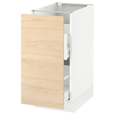 SEKTION kitchen unit, white and light wood, rectangular, modern design, with open drawer slots.