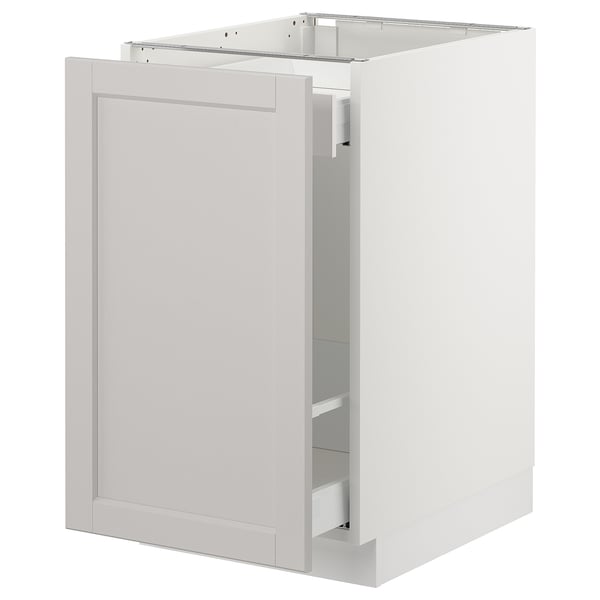 SEKTION Base cabinet for sorting + 1 door, white Maximera/Lerhyttan light gray, 18x24x30 "