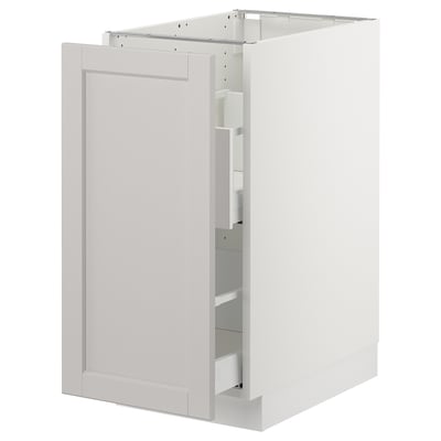 SEKTION Base cabinet for sorting + 1 door, white Maximera/Lerhyttan light gray, 15x24x30 "