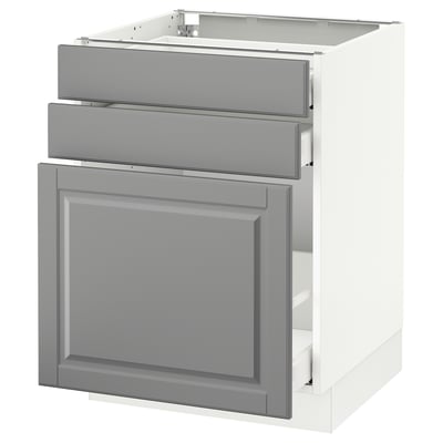 SEKTION Base cabinet/p-out storage/2 drawer, white Maximera/Bodbyn gray, 24x24x30 "