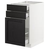 SEKTION Base cabinet/p-out storage/2 drawer, white Maximera/Lerhyttan black stained, 18x24x30 "
