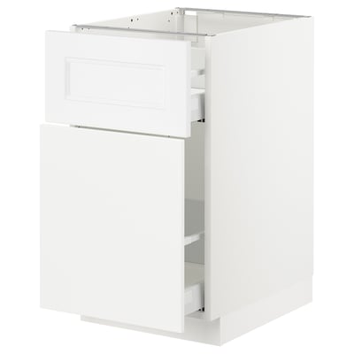 SEKTION Base cabinet/p-out storage/drawer, white Maximera/Axstad matte white, 18x24x30 "