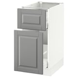 SEKTION Base cabinet/p-out storage/drawer, white Maximera/Bodbyn gray, 15x24x30 "