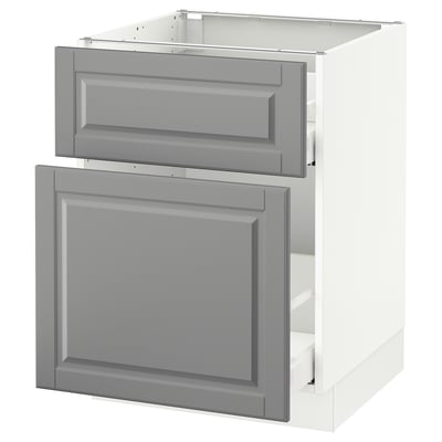 SEKTION Base cabinet/p-out storage/drawer, white Maximera/Bodbyn gray, 24x24x30 "