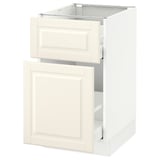 SEKTION Base cabinet/p-out storage/drawer, white Maximera/Bodbyn off-white, 18x24x30 "