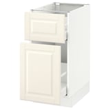 SEKTION Base cabinet/p-out storage/drawer, white Maximera/Bodbyn off-white, 15x24x30 "
