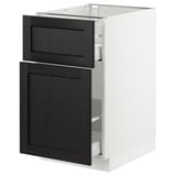 SEKTION Base cabinet/p-out storage/drawer, white Maximera/Lerhyttan black stained, 18x24x30 "