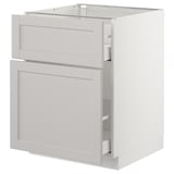 SEKTION Base cabinet/p-out storage/drawer, white Maximera/Lerhyttan light gray, 24x24x30 "