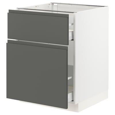 SEKTION Base cabinet/p-out storage/drawer, white Maximera/Voxtorp dark gray, 24x24x30 "