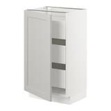 SEKTION Base cabinet w/1 door & 3 drawers, white Maximera/Lerhyttan light gray, 18x15x30 "