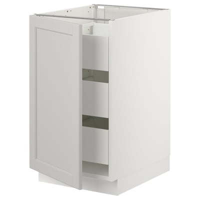 SEKTION Base cabinet w/1 door & 3 drawers, white Maximera/Lerhyttan light gray, 18x24x30 "