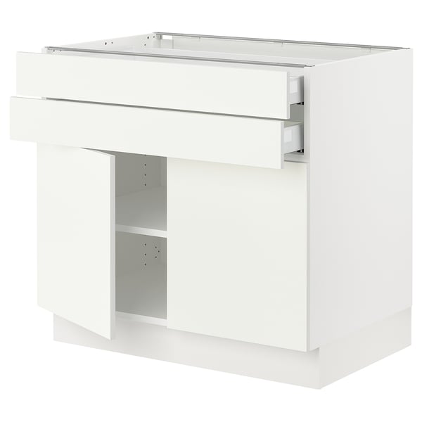 SEKTION Base cabinet w 2 doors/2 drawers, white/Vallstena white, 36x24x30 "