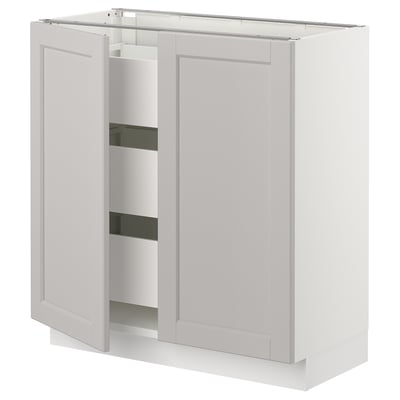 SEKTION Base cabinet w/2 doors & 3 drawers, white Maximera/Lerhyttan light gray, 30x15x30 "