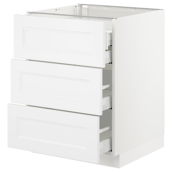 SEKTION base w/3 fronts & 4 drawers, white Maximera/Axstad matt